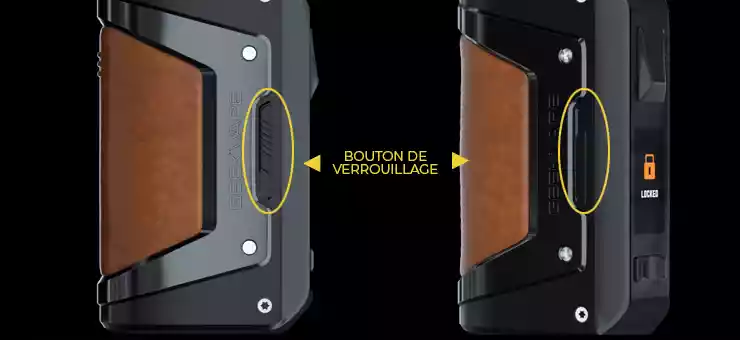 Image montrant le système de verrouillage sur la batterie AEGIS L200 Green Vape