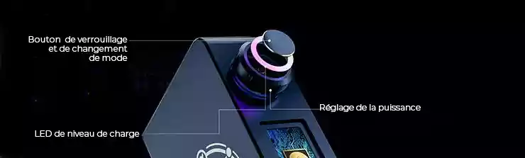 Vue du bouton potentiomètre de la box Lost Vape Centaurus M200