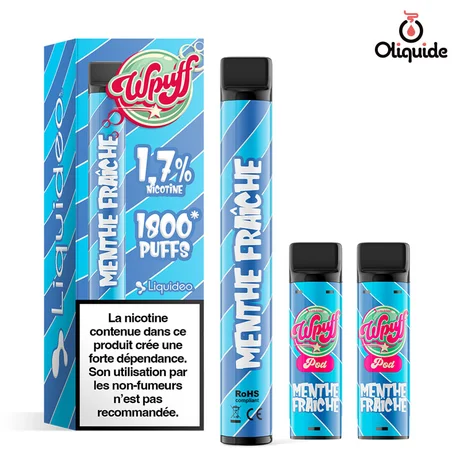 Ecigarettes Menthe Fraîche Wpuff 1800 de la marque Liquidéo